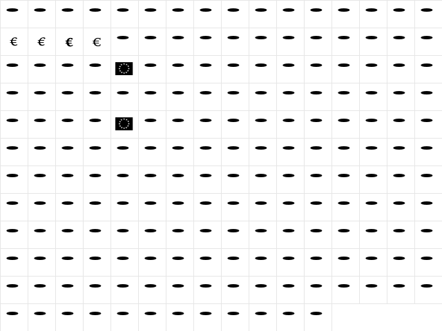 Scala Euro  glyph index