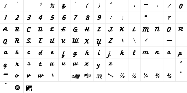 Old54 Regular  glyph index