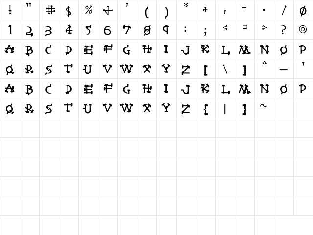 Castro Regular  glyph index