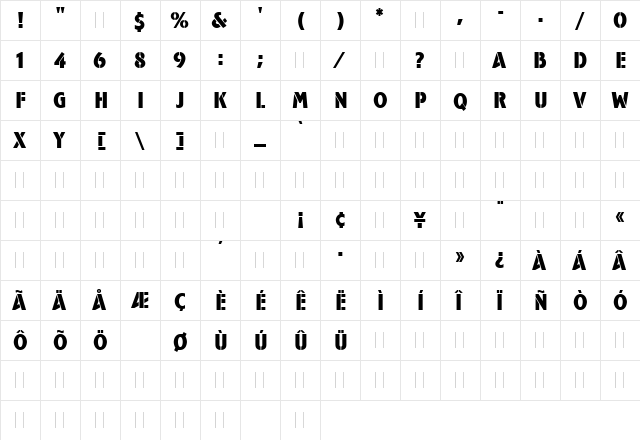 Campaign LET Plain  glyph index
