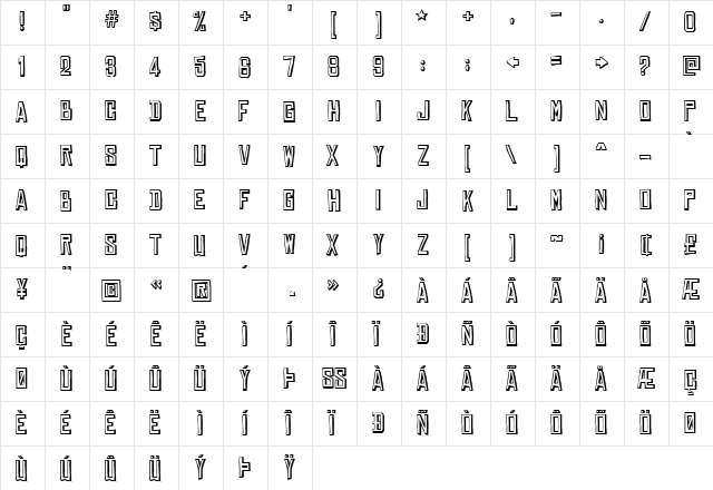 Chinese Rocks Shaded Regular  glyph index