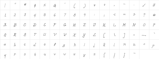 LikeCockatoos Italic  glyph index
