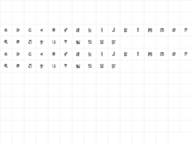 MTF Scribblie Regular  glyph index