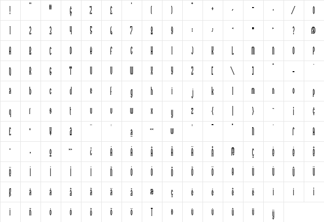 Bromide Light  glyph index