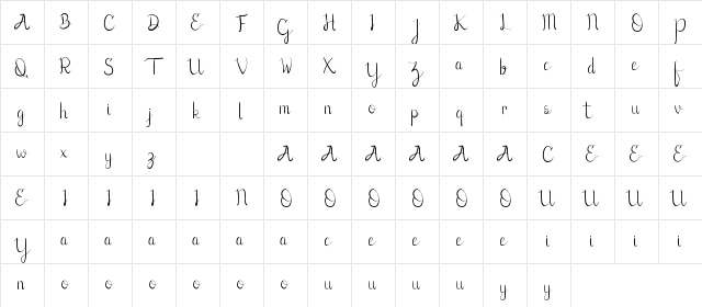 Lovic Demo Regular  glyph index