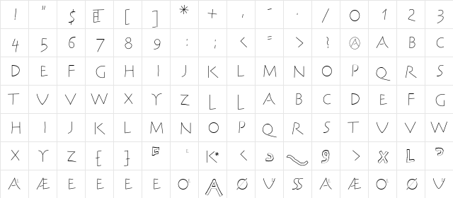 SteinAntik-Light Regular  glyph index