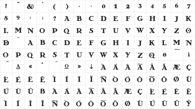 GrecoDeco Inline  glyph index
