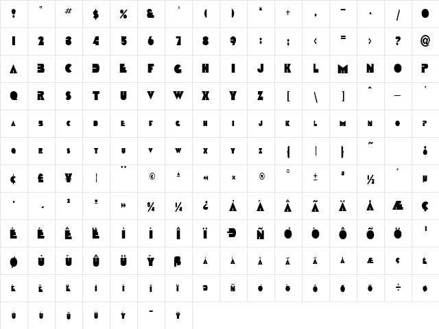 AnimalSilenceText122 Regular  glyph index