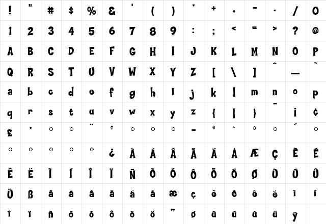 CoopHeavy Medium  glyph index