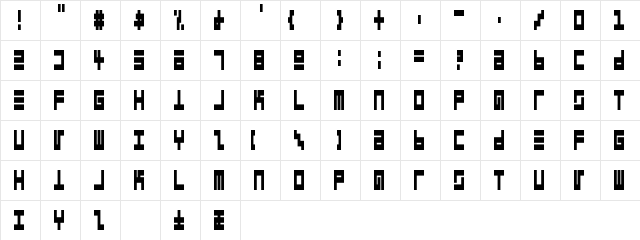 Epps Evans Narrow Black Regular  glyph index