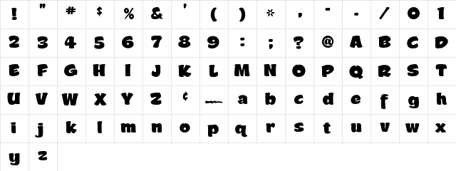 A&S Puff Daddy Bold  glyph index