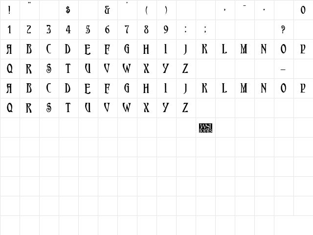 HardinCaps Bold  glyph index