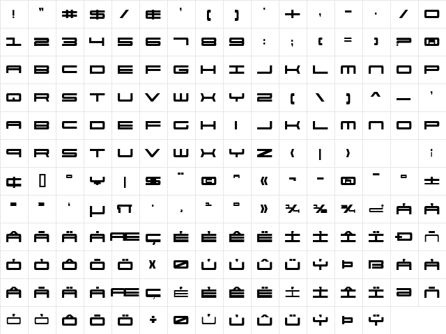 911 Porscha Bold Bold  glyph index