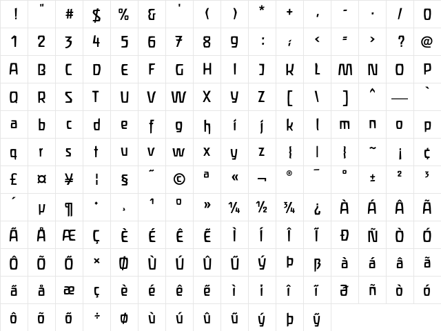 Liant Medium  glyph index