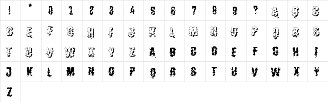 horrorCORE Regular  glyph index