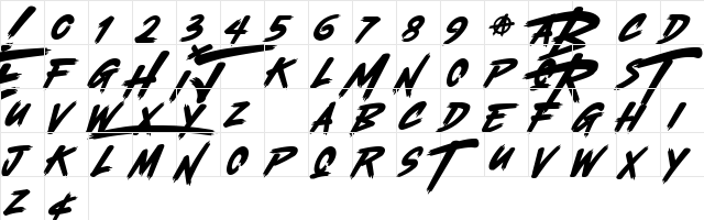 The Midnight (Slant) DEMO Regular  glyph index