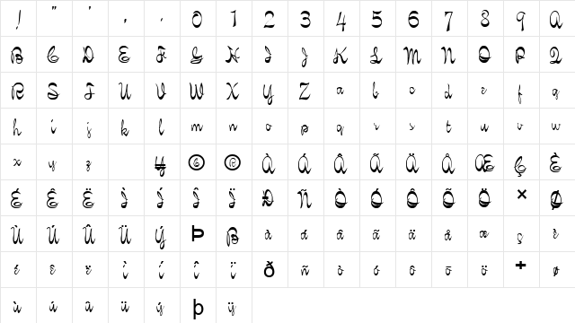 Dalia Normal  glyph index