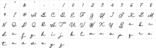 Fairyland  Font Demo Regular  glyph index