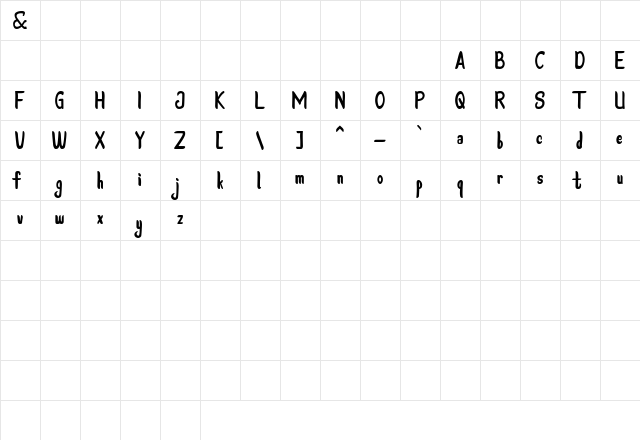 Steffie Austin Regular  glyph index