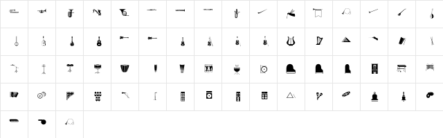 Music Regular  glyph index