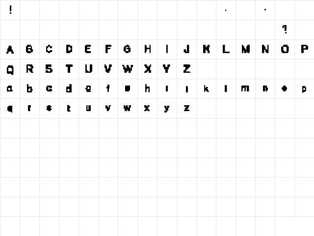 Stone Era Pixels Regular  glyph index