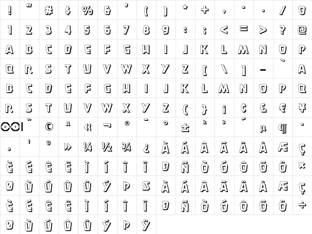 Burger Doodle NF Two Regular  glyph index