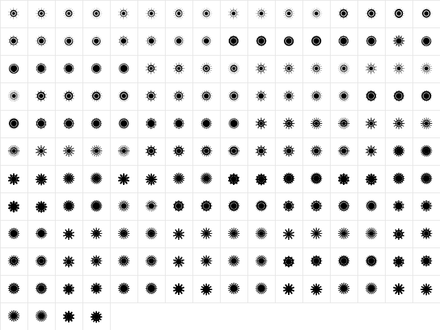 Hikaru Regular  glyph index
