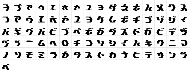 TokyoSquare Regular  glyph index