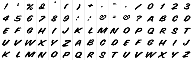 SnyderSpeed Wd Regular  glyph index