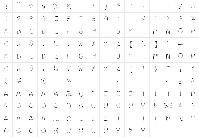Paltime Star  glyph index