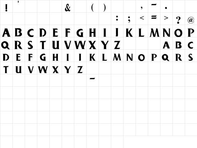 NewWGL4Font Regular  glyph index