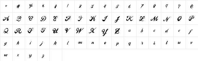 EasyPeople Regular  glyph index