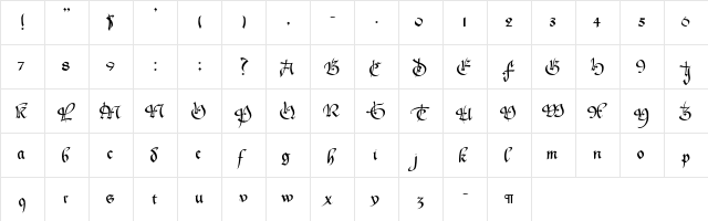 CallifontsE46PostScript Regular  glyph index