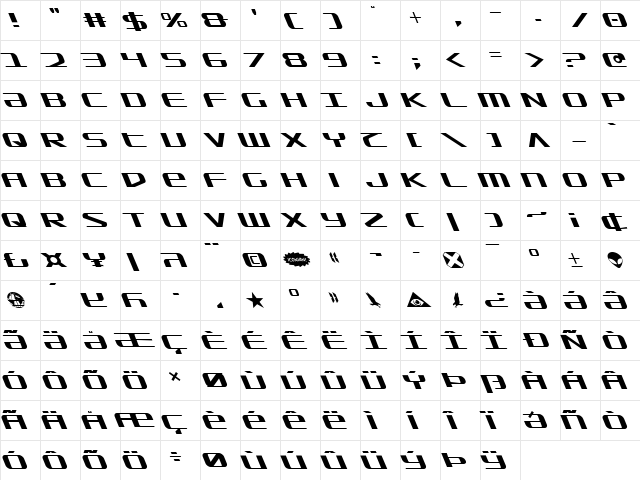 SDF Leftalic Leftalic  glyph index