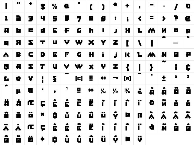 EastBlocICG ClosedAlt  glyph index