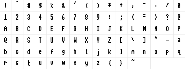 Beeb Mode Zero Regular  glyph index
