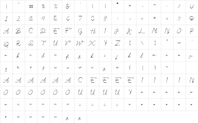 Astamaya Regular  glyph index
