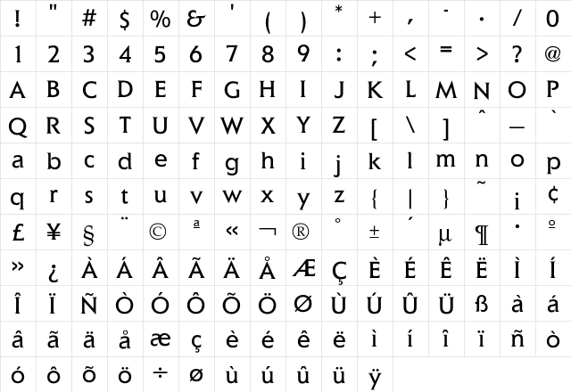 Elan Book  glyph index