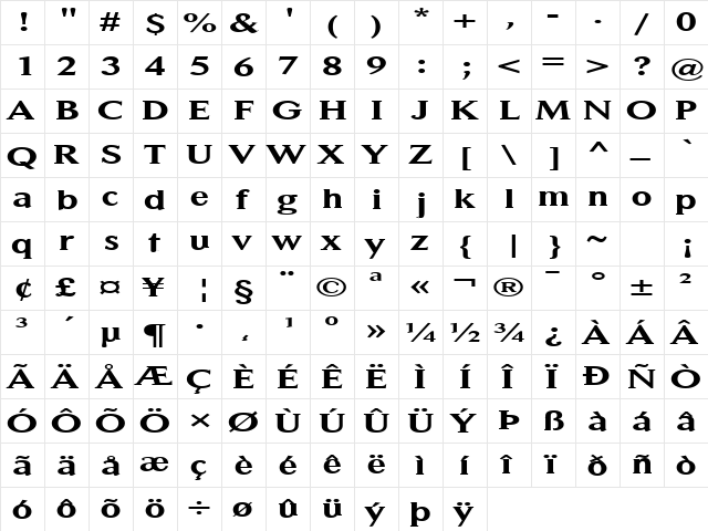 FZ ROMAN 31 EX Normal  glyph index