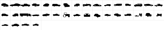 Symbolon Cars Regular  glyph index