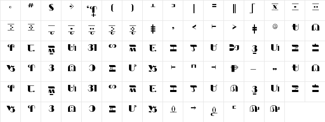 Broad Aklatin Regular  glyph index