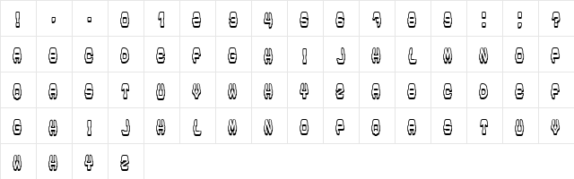Modish Regular  glyph index