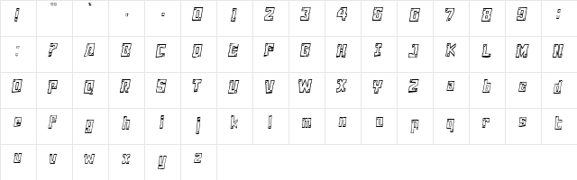 MAR ZONE Regular  glyph index