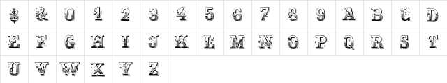 Holtzschue Regular  glyph index