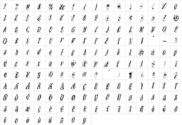 Craft Regular  glyph index