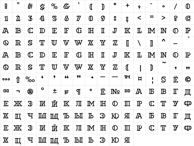 a_DexterOtlRough Regular  glyph index