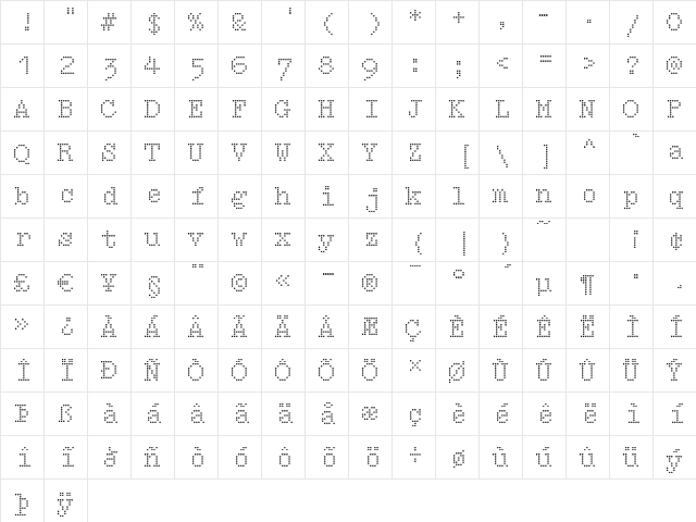 IntimoOne Regular  glyph index