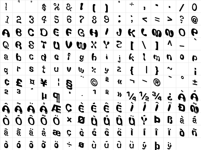 Give Regular  glyph index