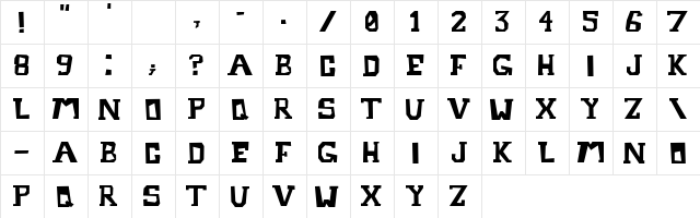 Metrostruct Regular  glyph index