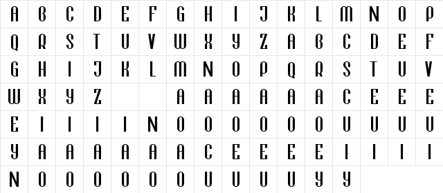 Climbup Demo Regular  glyph index